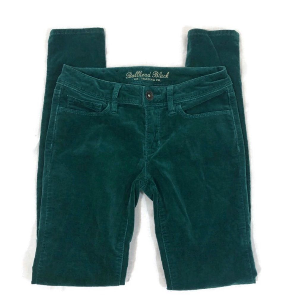 Bullhead Black Velour Feel Dark Teal Skinny Pants